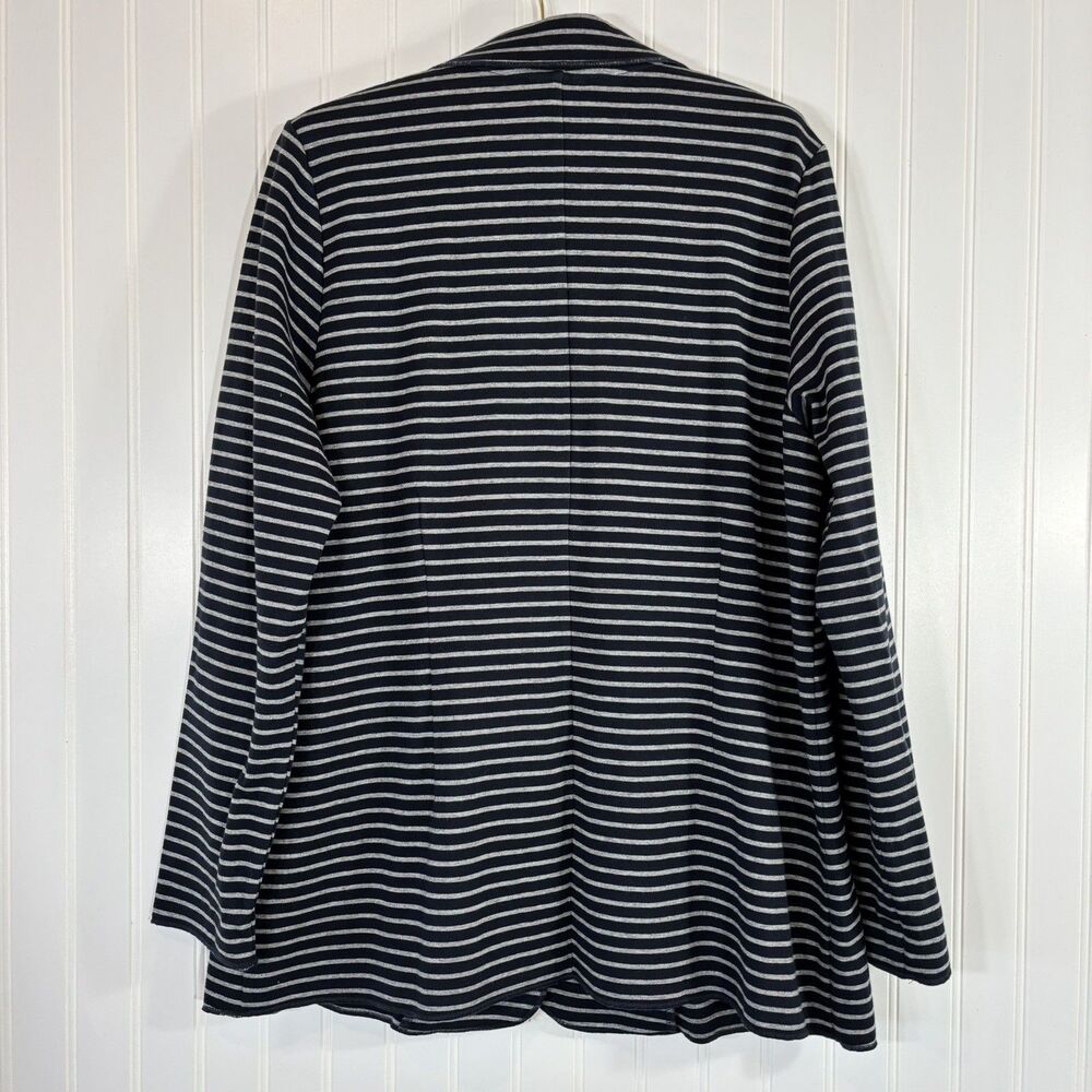 J. Jill Women Blazer Jacket Striped Knit Sz L Cotton Blend Stretch Casual Office - Picture 2 of 12
